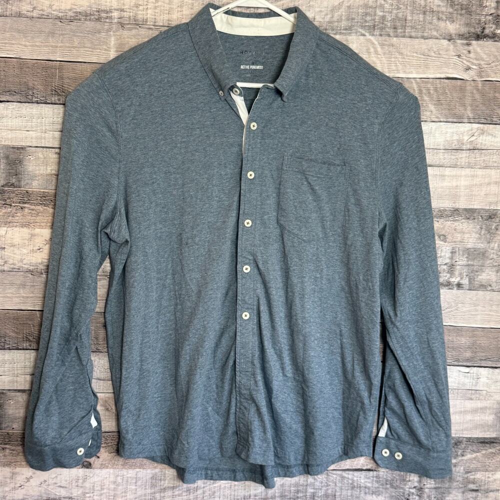 The Normal Brand Mens Active Puremeso Shirt 2XL Gray Button Up Preppy Classic